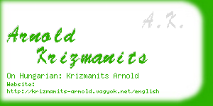 arnold krizmanits business card